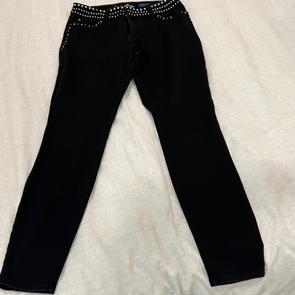 INC International Concepts Black Studded Straight Leg Jeans